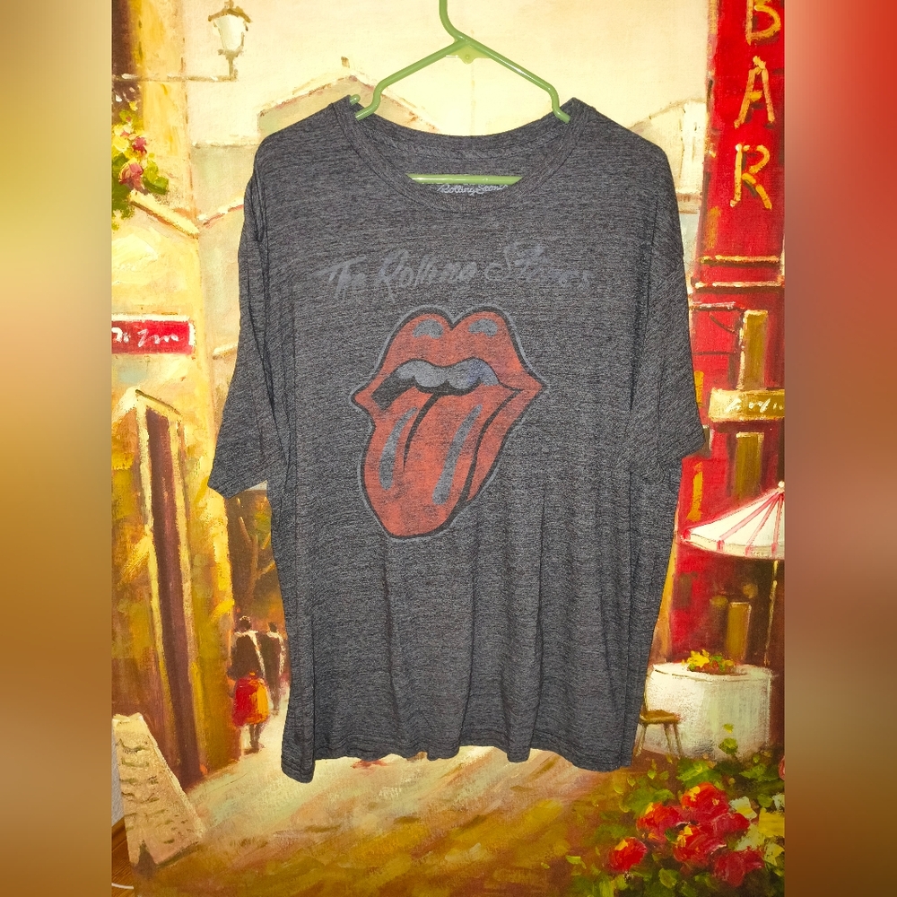 Charcoal Rolling Stones Logo Tee